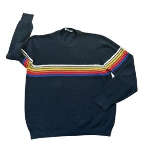 Outerknown Navy Sweater with Multicolor Stripes